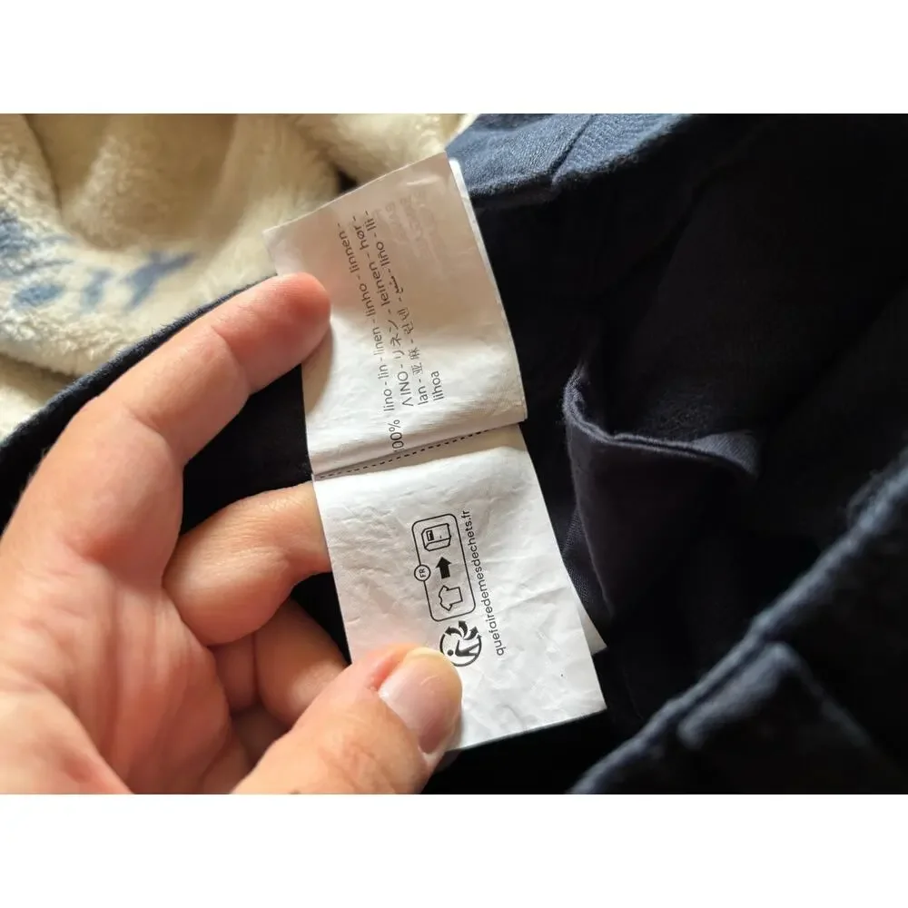 Zara Mens Relaxed Linen Pants Trousers straight Blue US 29 EU 36 NWT